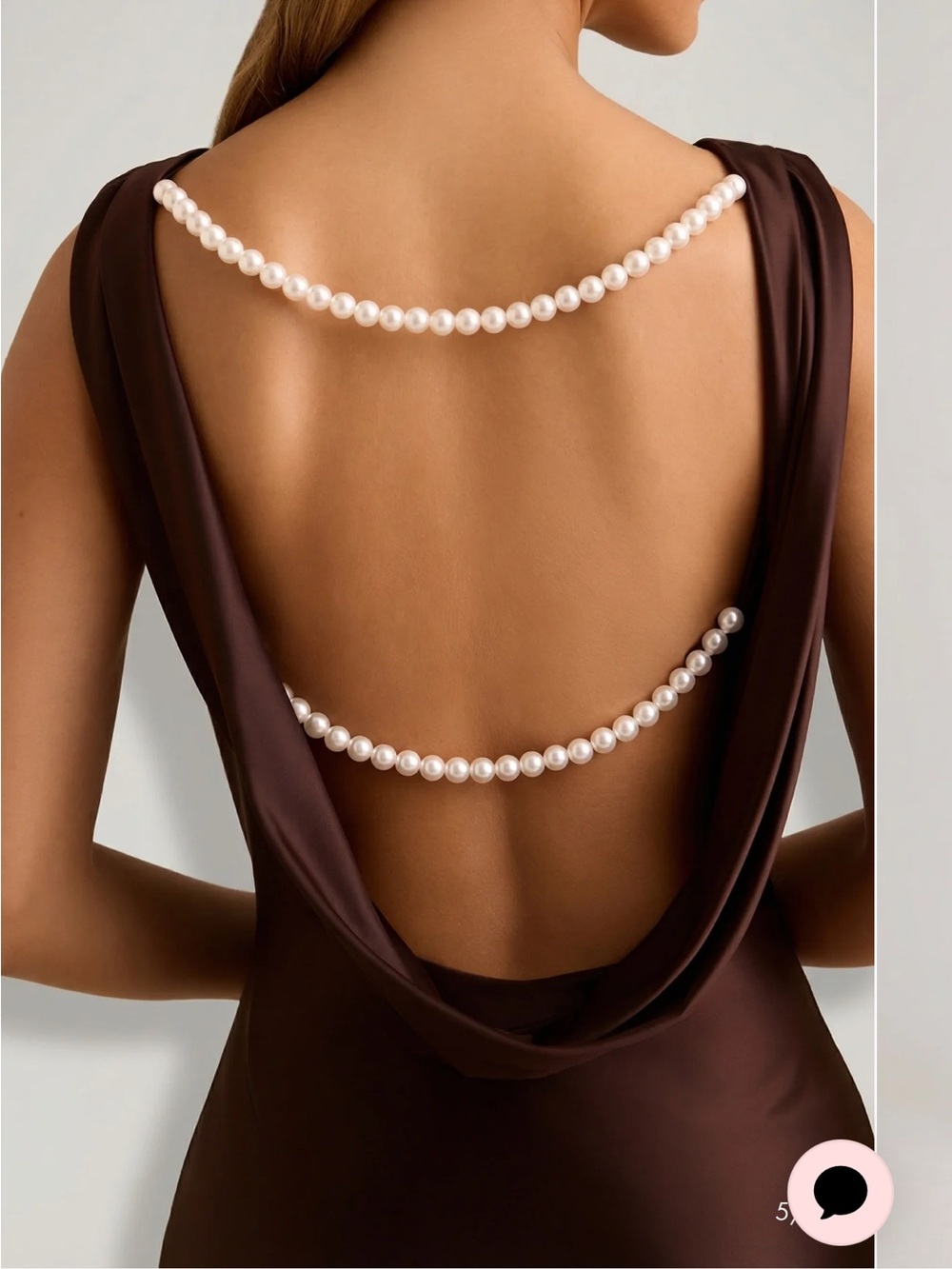Oh Polly Monnie Draped Open-Back A-Line Mini Dress 6 Pearl Chocolate Brown NWT - Picture 5 of 12